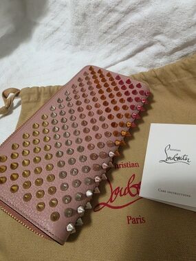 Christian Louboutin Pink Spike-Stud Long Wallet
